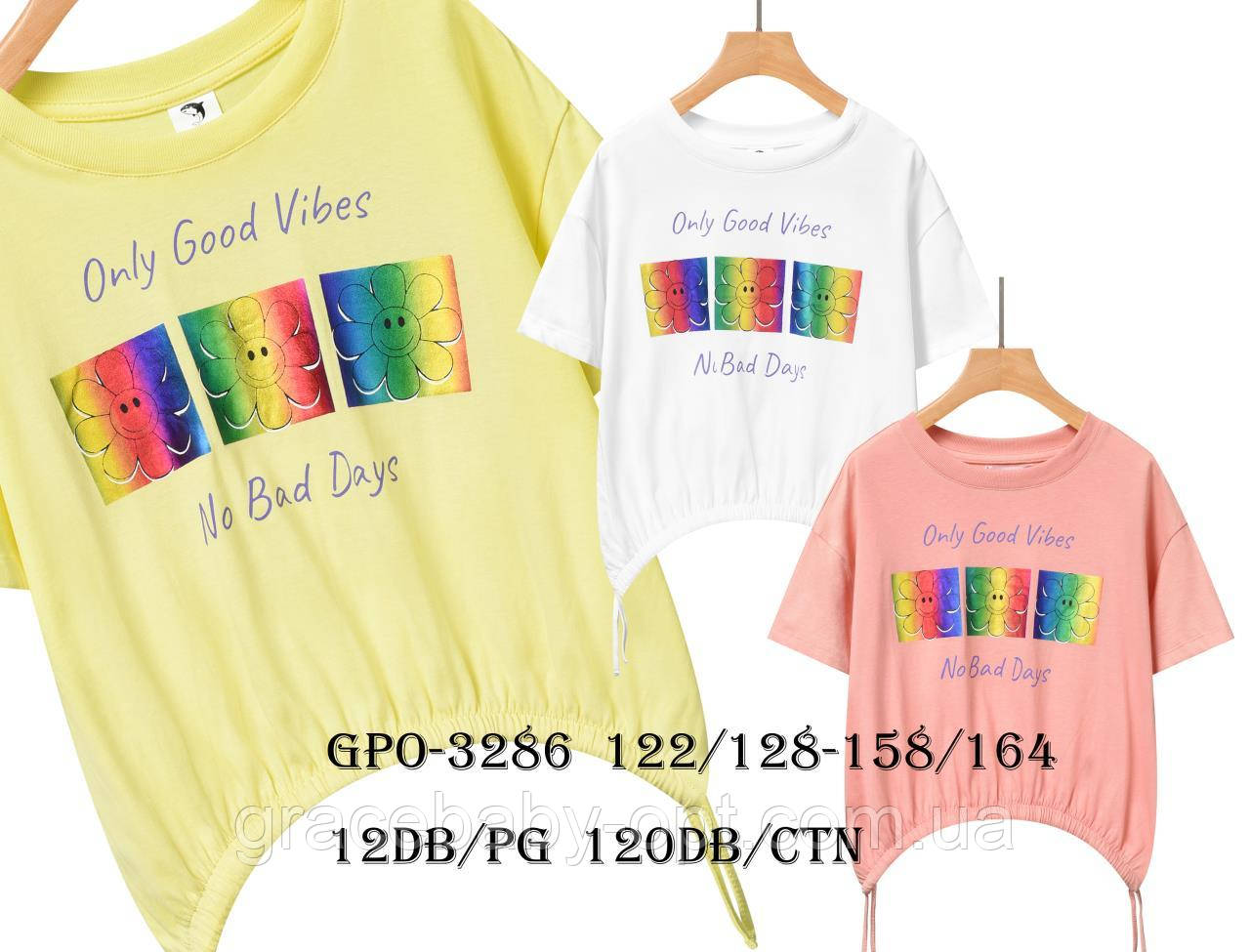 Футболка для дівчат оптом, Glo-story, 122/128-158/164 см, № GPO-3286