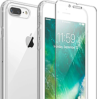 Чехол FlexGear для iPhone 7 Plus/iPhone 8 Plus с полной защитой и защитным стеклом на экран - Clear