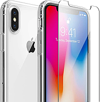 Чехол FlexGear с полной защитой для iPhone X XS и 2 защитными стеклами для экрана - Clear