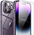 Чохол FlexGear з повним захистом для iPhone 14 Pro Max і 2X захисних скла з 2X із захистом об'єктива камери - Crystal Clear