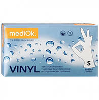 Перчатки виниловые неопудренные, прозрачные TM MediOk размер S