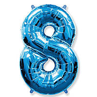 Фольгированный шар цифра синяя 8, 40" (102 см)