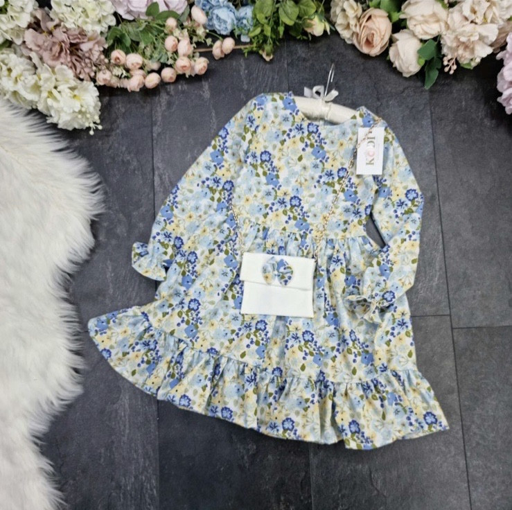 Стильне весняне дитяче плаття із тканини софт із сумочкою
