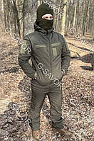Армійський теплий тактичний костюм олива Soft Shell на флісі водонепроникна софтшелл куртка штани піксель