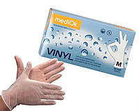 Перчатки виниловые неопудренные, прозрачные TM MediOk размер M