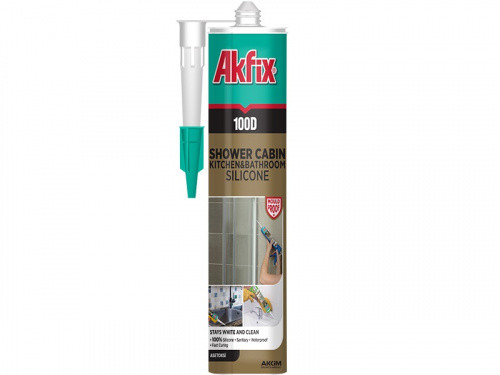 Силікон для душових кабін 100D 280 мл/340г прозорий ТМ "Akfix", фото 1