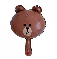 Фольгированный шар мини-фигура голова медведя 37*27 см Китай