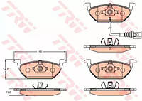 Комплект тормозных накладок, дисковый тормоз TRW GDB2108
