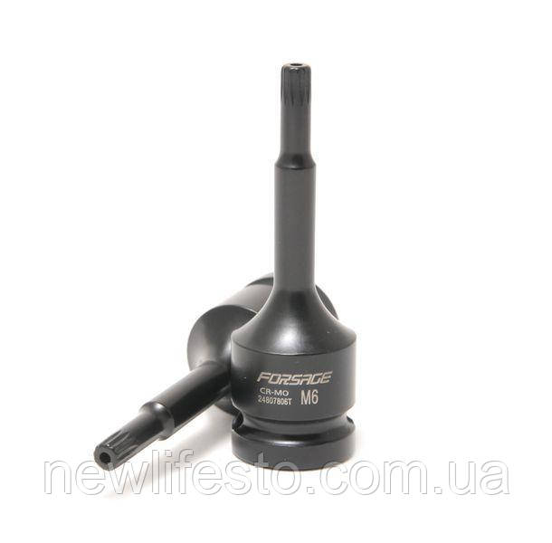 Головка-біта SPLINE глибока ударна1/2", M8 з отвором Forsage F-24807808T