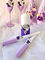 Комплект фиолетовых свадебных свечей. Семейный очаг лавандовый