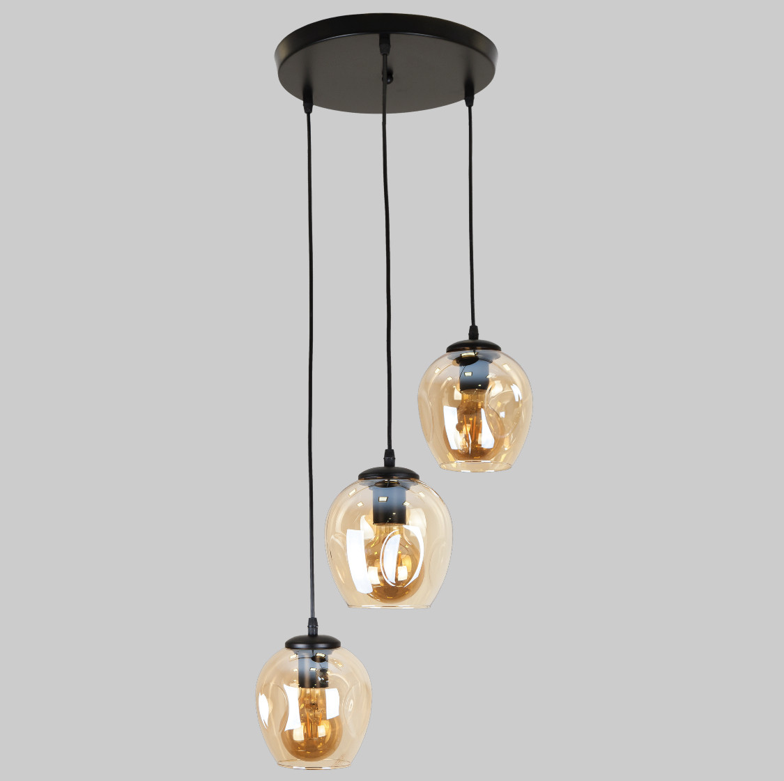 Чорна підвісна люстра на 3 молекули (56-PR0231F-3 BK+BR)