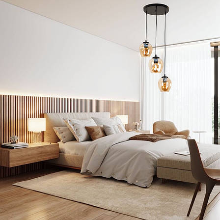 Чорна підвісна люстра на 3 молекули (56-PR0231F-3 BK+BR), фото 2