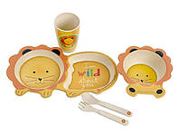 Детский набор посуды из бамбука гордый лев xiyibaby