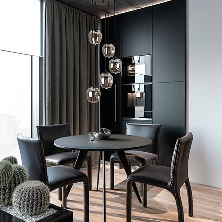 Уцінка! Чорна підвісна люстра на 5 молекул (56-PR0231F-5 BK+BK), фото 2