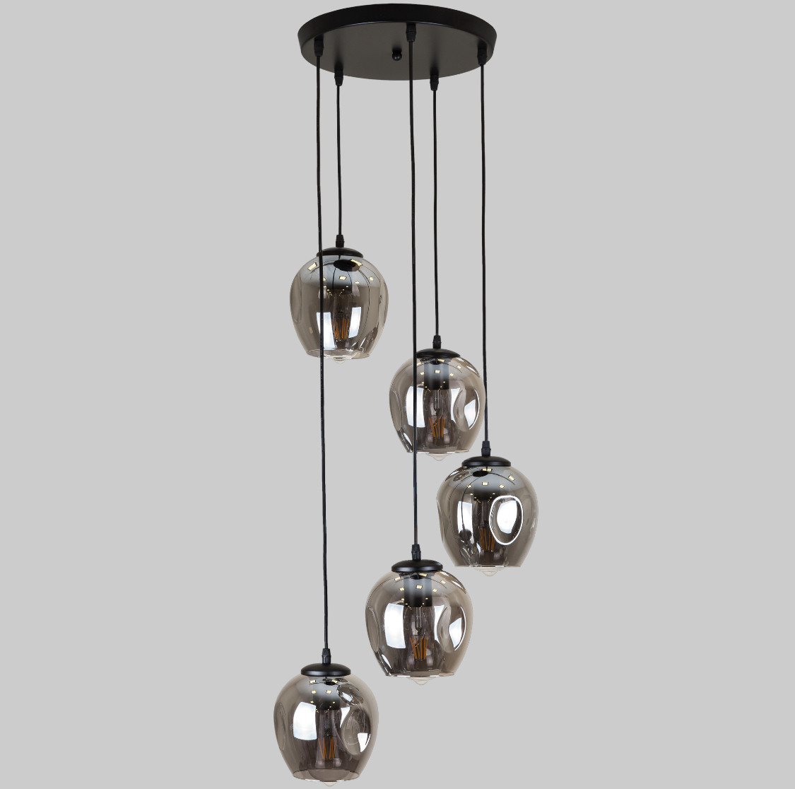 Уцінка! Чорна підвісна люстра на 5 молекул (56-PR0231F-5 BK+BK)