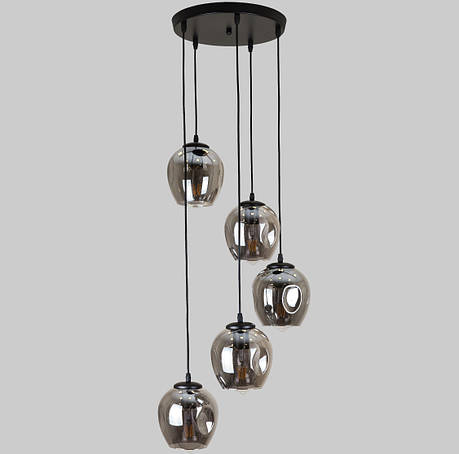 Уцінка! Чорна підвісна люстра на 5 молекул (56-PR0231F-5 BK+BK), фото 1