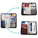 Гаманець портмоне клатч із захистом від зчитування карт, 17 відділень, текстиль, фото 2