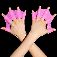 Ласты для рук силиконовые L, Розовый / Ласты на руки для плавания / Лопатки для плавания для детей и взрослых