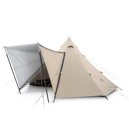 Тент для кемпінгу Naturehike Ranch Pyramid NH20ZP014, 150D, 482*482*280 см, золотий (з п'ятьма стійками), фото 1