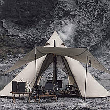 Тент для кемпінгу Naturehike Ranch Pyramid NH20ZP014, 150D, 482*482*280 см, золотий (з п'ятьма стійками), фото 3