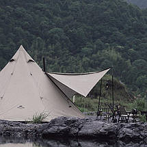 Тент для кемпінгу Naturehike Ranch Pyramid NH20ZP014, 150D, 482*482*280 см, золотий (з п'ятьма стійками), фото 5