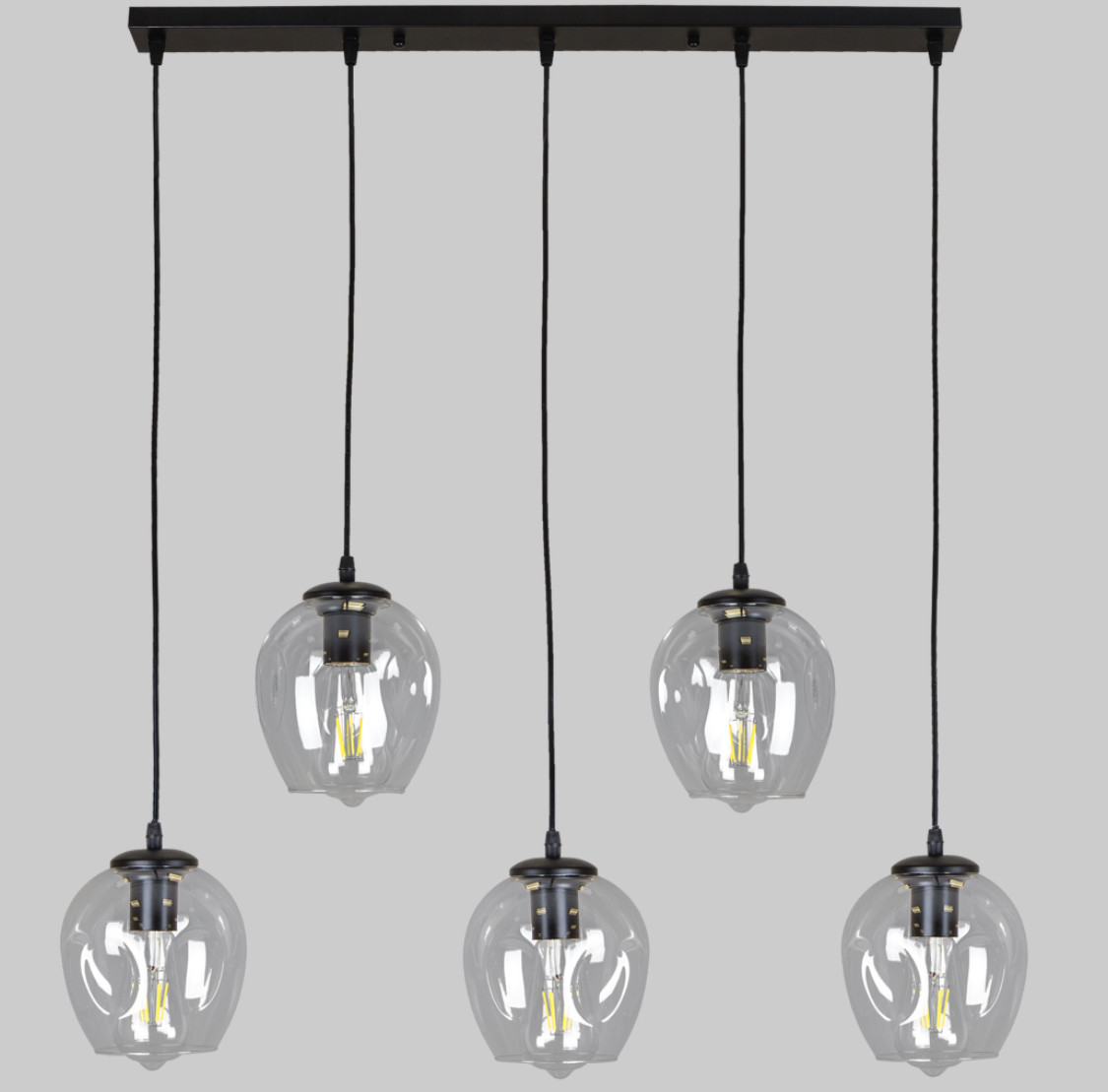 Чорна підвісна люстра на 5 молекул (56-PR0231F-5 BK+CL)