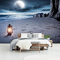 Фото обои ночные 368 x 280 см 3D Морской пляж под луной (13016P10)+клей