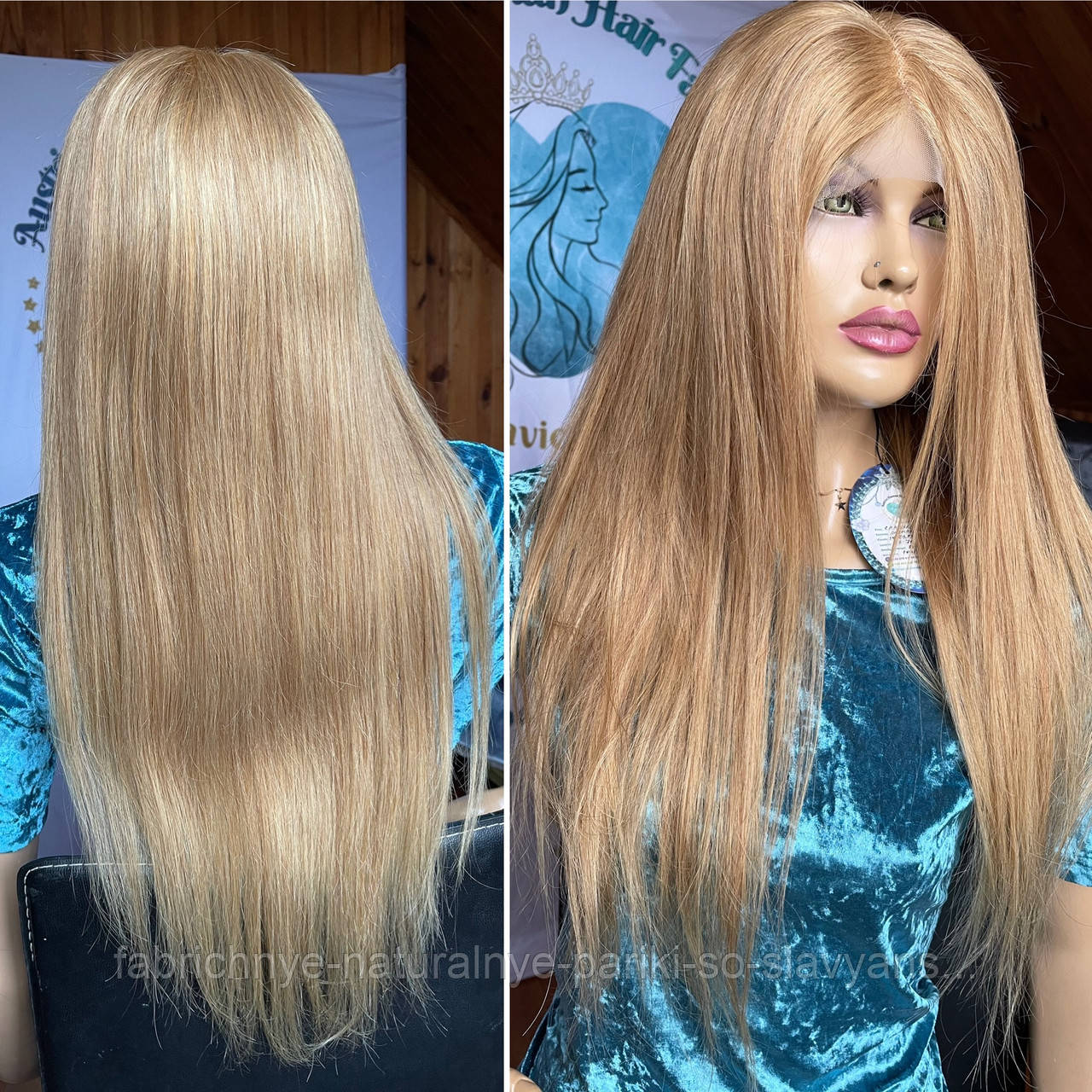 Натуральна перука з імітацією шкіри слов'янське довге волосся пшеничний блонд