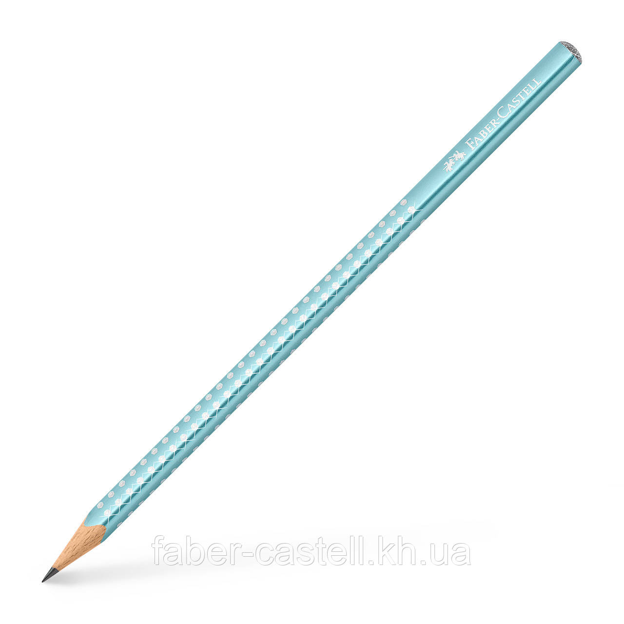 Олівець чорнографітний Faber-Castell Grip Sparkle Pearl ocean metallic корпус блакитний металік, 118262