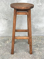 Високий барний стілець КОМФОРТ з дерева для барів, пабів, кафе, кухні Табурет круглий дерев'яний без спинки, фото 2