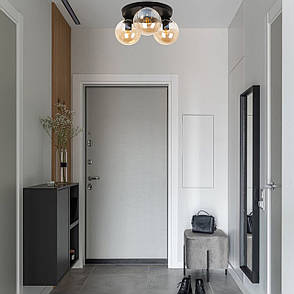 Чорна стельова люстра з кулями (56-XPR150F-3 BK+BR), фото 3