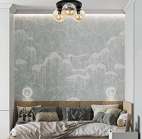 Чорна стельова люстра з кулями (56-XPR150F-3 BK+BR), фото 2