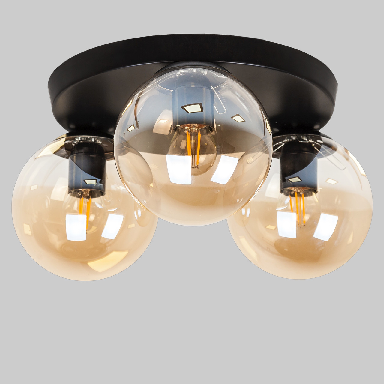 Чорна стельова люстра з кулями (56-XPR150F-3 BK+BR)