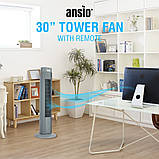 Б/у ANSIO® Tower Fan з дистанційним керуванням 30-дюймовий потужний електричний вентилятор, фото 5
