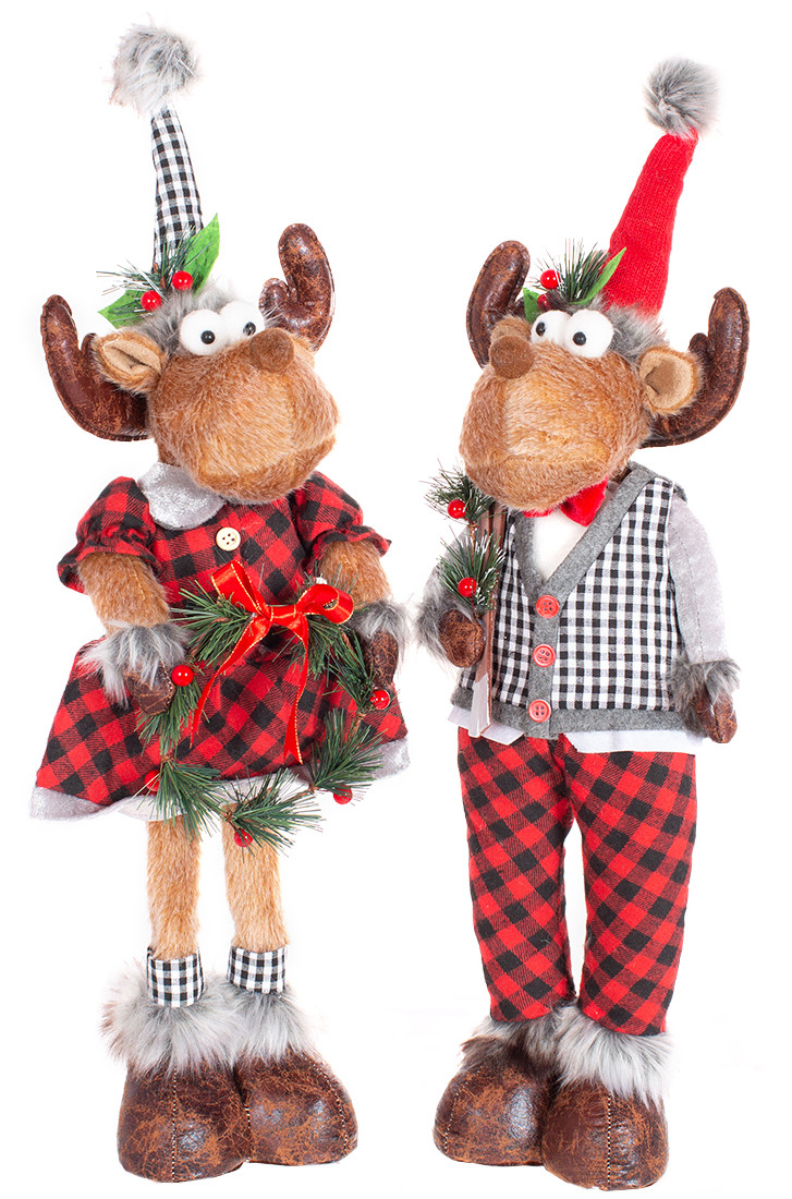 М'яка іграшка Олень 21*21*100 см,20*16*100 см, 2дизайна, колір — червоний із сірим (778-434)