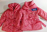 Куртка рожеве пальто дитяча під пояс для дівчинки, фото 2