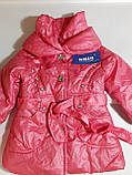 Куртка рожеве пальто дитяча під пояс для дівчинки, фото 5