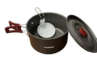 Tramp UTRC-143 | Зручний, легкий і компактний набір туристичного посуду з анодованого алюмінію на 2-3 перони для приготування їжі, фото 4