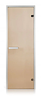 Стеклянная дверь для хамама GREUS прозрачная бронза 70/190 алюминий