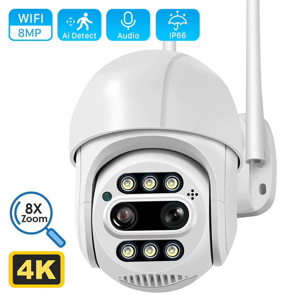 Поворотна PTZ IP WI-FI камера ANBIUX (A8SB) 2.8+12mm дві лінзи 8MP (4MP + 4MP), що стежить за об'єктом, зум 8Х
