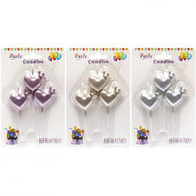 Набір свічок для торта "Сердечки" 3шт JY-1063 MZOPT