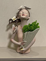 Декоративна ваза, Метелики, 20*15*32 см, колір — рожевий з м'ятою (457-315), фото 4