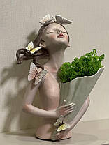 Декоративна ваза, Метелики, 20*15*32 см, колір — рожевий з м'ятою (457-315), фото 5