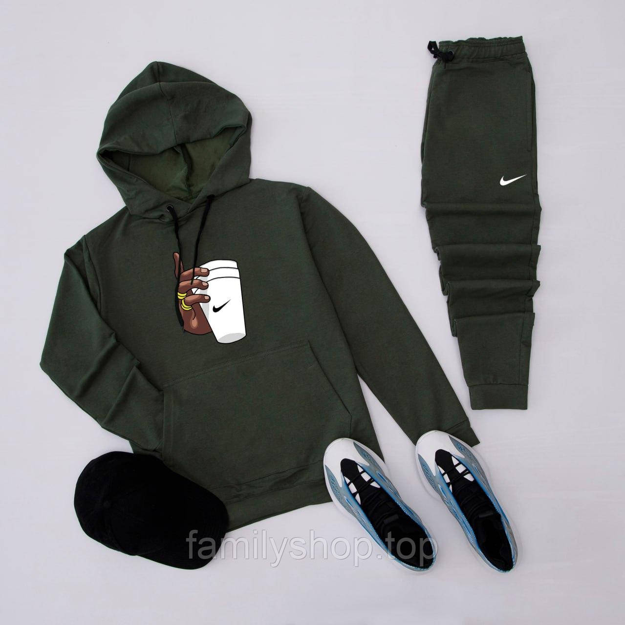 Спортивний костюм чоловічий Nike весна-осінь зручний трикотажний, хакі, червоний, білий, чорний, синій, бордовий