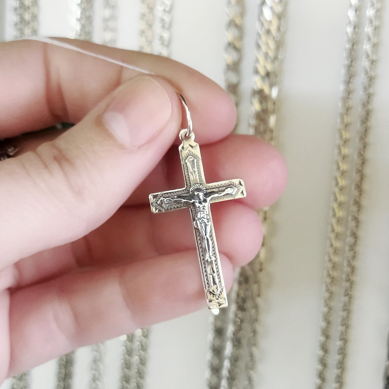 Хрестик зі срібла класичний прямий православний маленький 2 г
