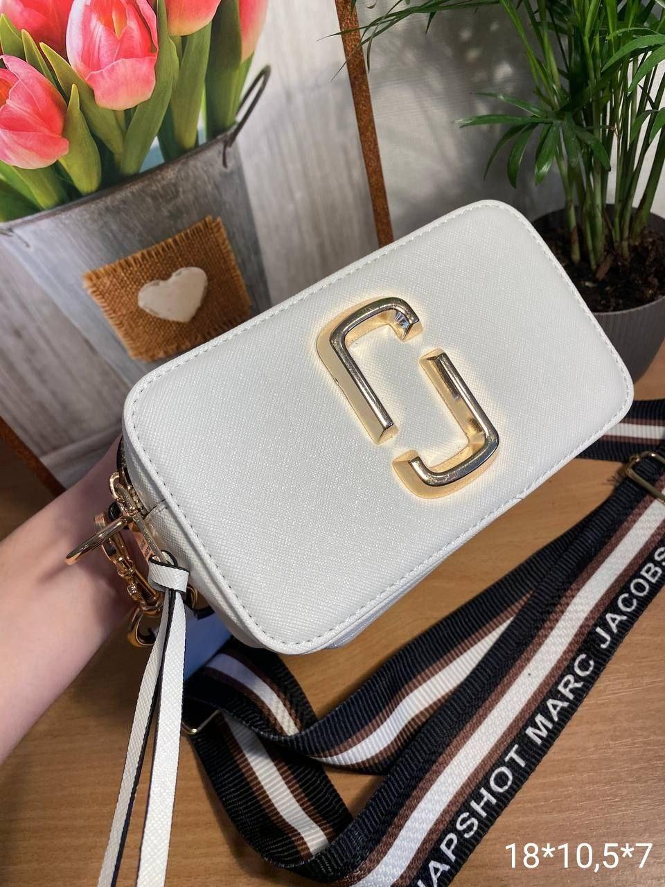 Жіноча сумка Marc Jacobs, тканинний ремінь, біла, 18*11*7 см, 930995, фото 1