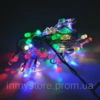 Гирлянды 100LED (Свечка) Red/Green/Blue/Yellow, 8 режимов, 5 метров, черная изоляция