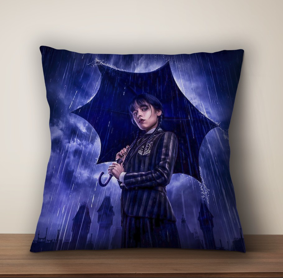 Подушка з 3D принтом на тему: Вензді Аддамс Венздей Аддамс (Wednesday Addams), фото 1