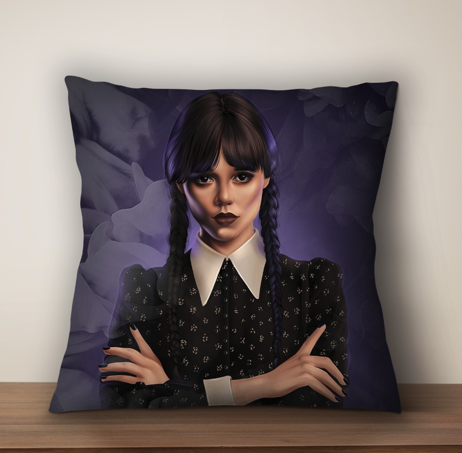 Подушка з 3D принтом на тему: Вензді Аддамс Венздей Аддамс (Wednesday Addams)