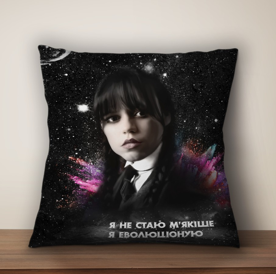 Подушка з 3D принтом на тему: Вензді Аддамс Венздей Аддамс (Wednesday Addams), фото 1